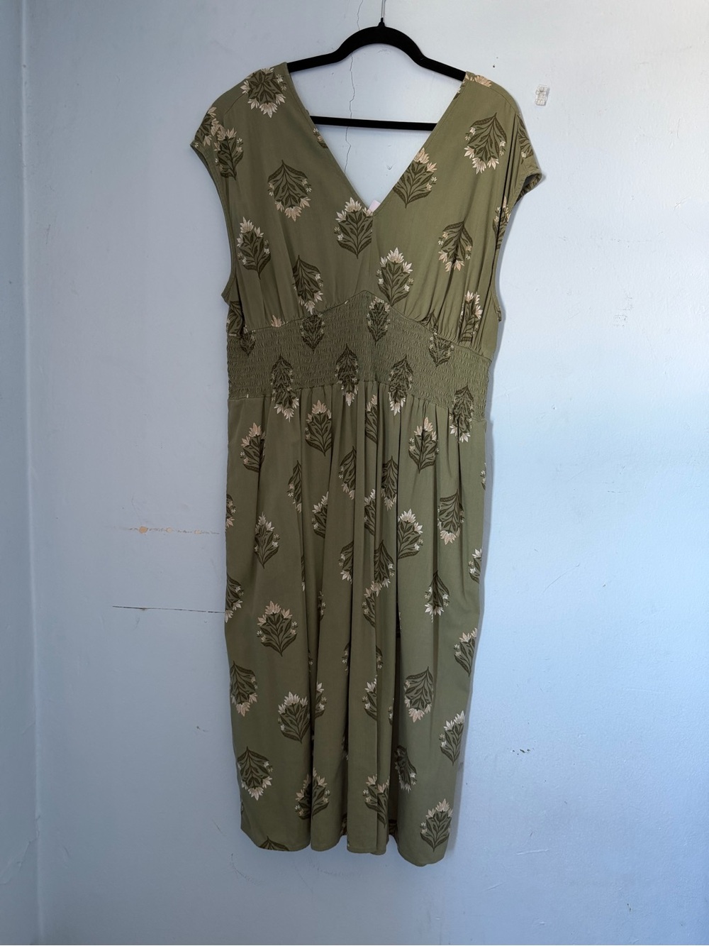 Old Navy Olive Green Floral Midi Dress